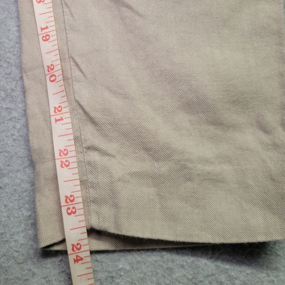 Babaton Pleated Linen Blend Trousers Tan Beige Elastic Waist Pants Size 2